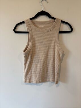 Old Navy Beige Striped Ribbed Tank